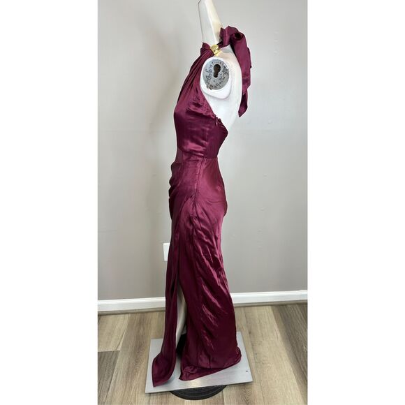 Nicholas the Label Galilea Embellished Draped Halter Gown in Dark Plum US2 $695 - Picture 6 of 10